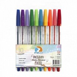 BOLIGRAFO EZCO x10 COLORES PASTEL ESTUCHE PVC