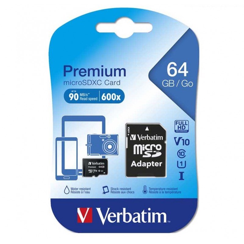 MEMORIA MICRO SDHC 64GB VERBATIM C-ADAPT 80MB-S