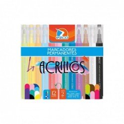 MARCADORES EZCO PERMANENTE ACRILICO x12 COLORES