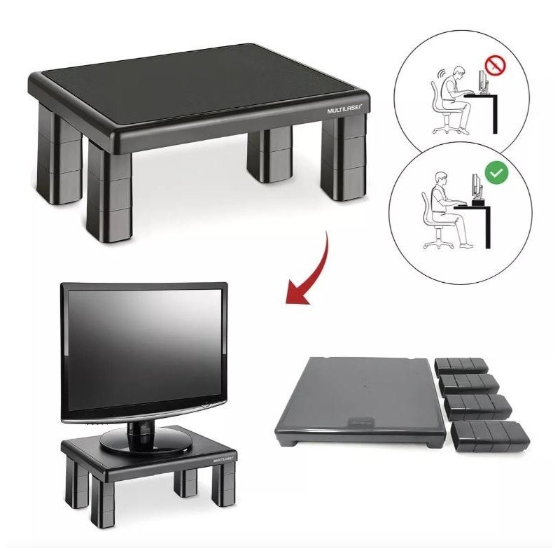 SOPORTE ELEVA MONITOR ERGONOMETRICO MULTILASER