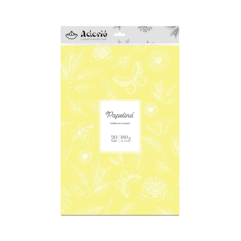 PAPELINA AMARILLO PASTEL ADORIÉ A4 180gr x 20hj