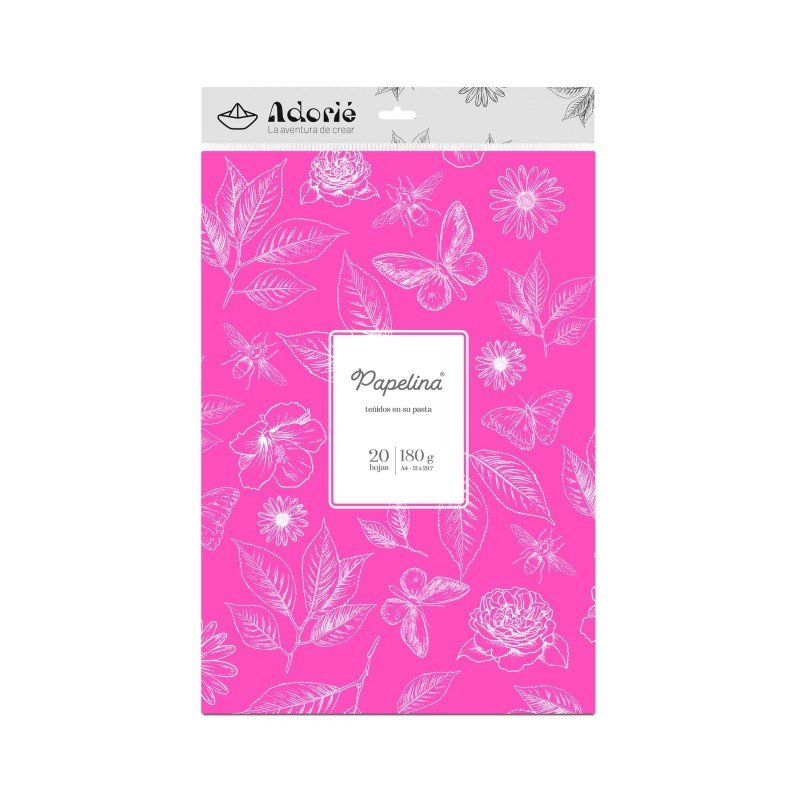 PAPELINA FUCSIA FLUOR ADORIÉ A4 180gr x 20hj