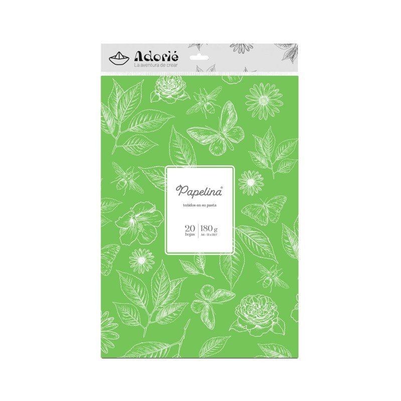 PAPELINA VERDE PRIMAVERA ADORIÉ A4 180gr x 20hj