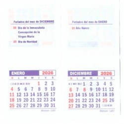 CALENDARIO MIGNON 2026 - 5.2X5.2cm  X 50un