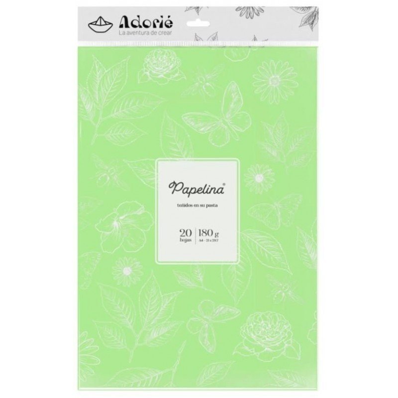 PAPELINA VERDE FLUOR ADORIÉ A4 180gr x 20hj
